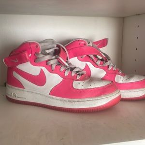 Hot pink Nike air forces mids size 8.5